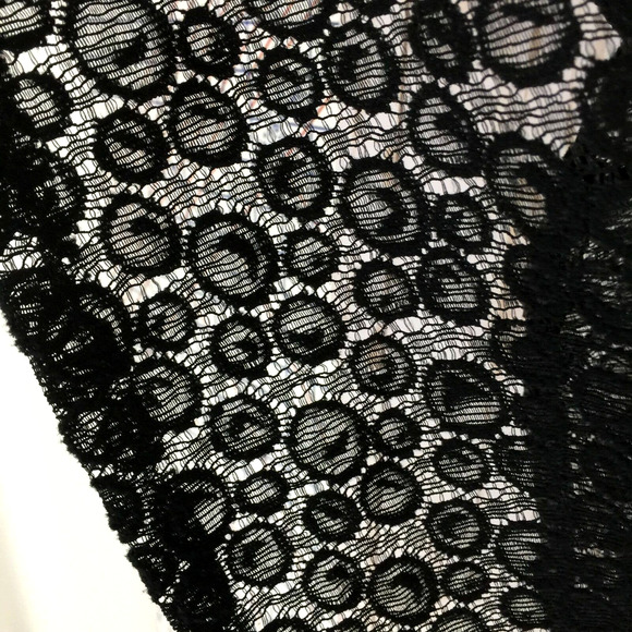 Black Lace Overlay Skirt Size 14 Lined Gypsy Boho Godet Hem Elastic Waist Zip - Picture 2 of 5